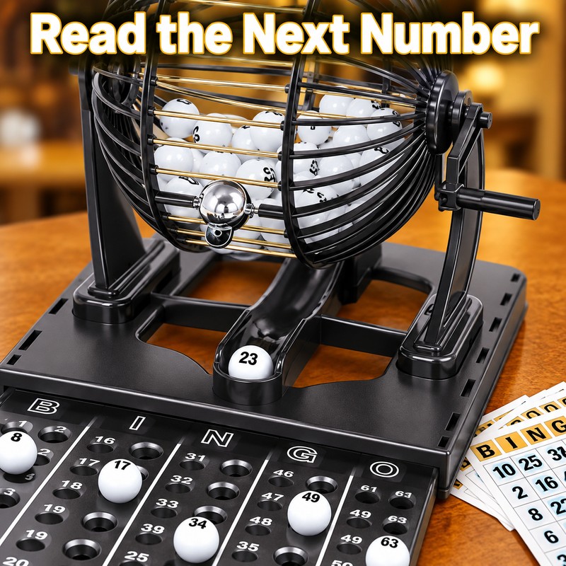 Classic Bingo Cage Set - Hand-Cranked Draw with Numbered Balls