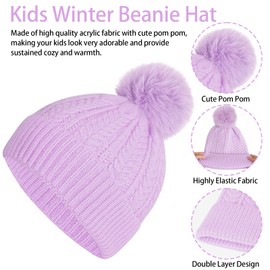 Chinyuti Kids Winter Beanie Hat Scarf Gloves Set, Toddler Winter Cap Knit Neck Warmer Gaiter Mittens for Children 2-8