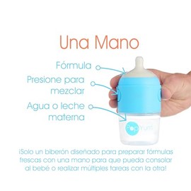 PopYum - Biberón anticólicos para bebé para preparar, mezclar y administrar fórmula, Paquete de 2, 5onzas / 150ml Azul