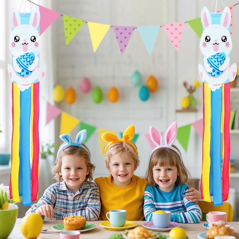 NOVWANG Easter Windsock, 40 Inch 3D Rabbit Bunny Easter Windsock