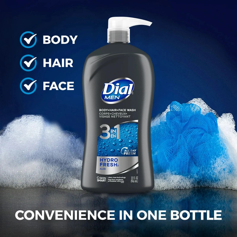 Dial Men 3in1 Body, Hair and Face Wash, Hydro Fresh,