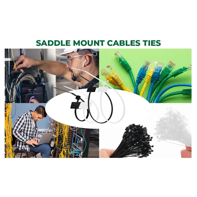 Marker and Identification Cable Ties Black and White Strong Cable