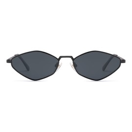 SOJOS Retro Small Polarized Sunglasses Womens Mens Vintage Narrow Irregular Shades UV400 SJ1233 with Black/Grey Lens