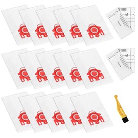 Vacuum Bags, 15Pcs Dust Bags AirClean 3D Efficiency Replacement Compatible with Miele FJM Vacuum Compact C2 Compact C1 Complete C1 S241 S290 S300i S500 S700 S4 S6 Series