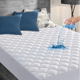 Quilted Waterproof mattress protector Single Bed - Super Absorbent Mattress Protector - Anti Allergy, Soft & Breathable Single mattress protector - Waterproof sheet fitted style Single bed (90x190 CM)