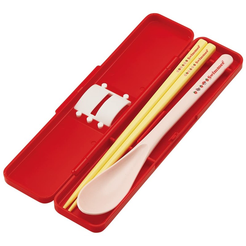 Skater CCS3SAAG-A Swimmer Strawberry Chopsticks & Spoon Set, 7.1 inches