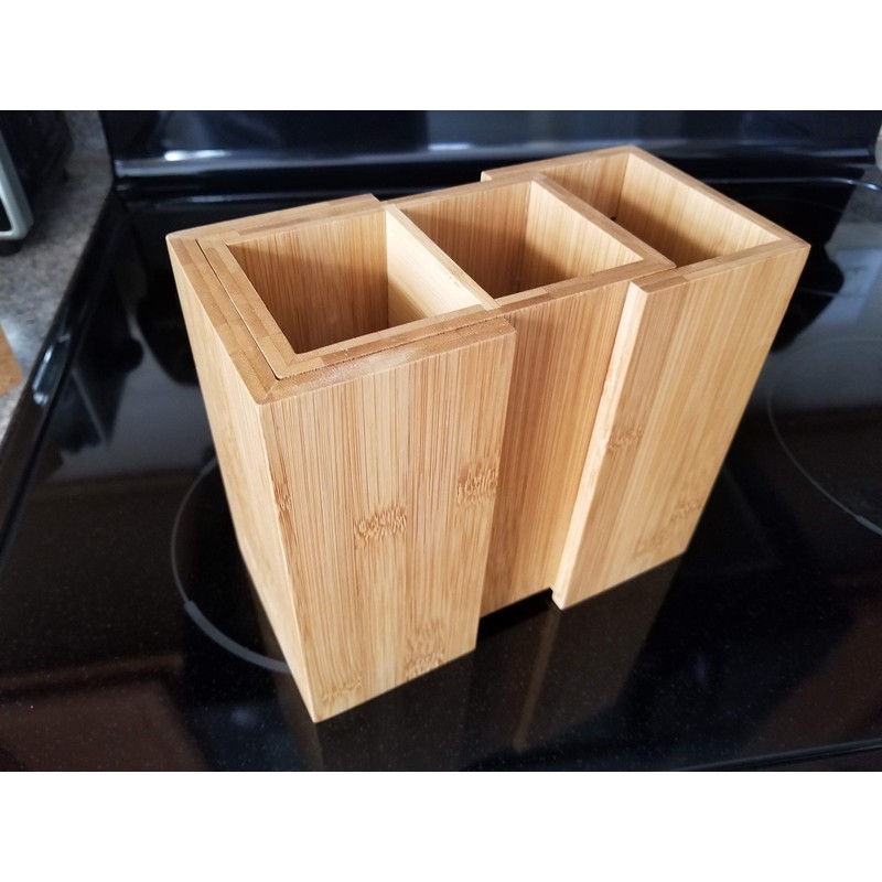 SplashSoup Bamboo Expandable Cooking Utensil Kitchen Tool Holder | Natural