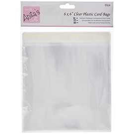 Anitas 167 x 167 mm Plastic Card Bag with 25 mm Lip, Pack of 50, Transparent