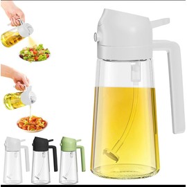 Laibis Collection 2 in 1 oil Dispenser including Oiling Brush, Food Tong & Cleaning Brush, 2 in 1 Olive Oil Dispenser and Oil Sprayer - Oil Sprayer for Cooking, Kitchen, Salad, Barbecue Black