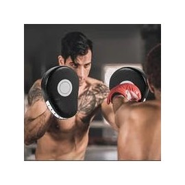Boxing Training Focus Pad, Black Leather, Curved Design, Single Unit, two pads