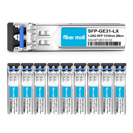 1G SFP LX for HPE Procurve J4859C J4859B J4859A HPE Aruba J4859D 1000BASE-LX/LH 1.25Gb/s Mini-GBIC SFP Transceiver Modul,Single Mode,1310nm 20km LC DOM Pack of 10