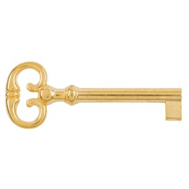 Brass Plated Skeleton Key for Cabinet, Grandfather Clock Doors, Dresser Drawers - Hollow Barrel Key Replacement - Antique Skeleton Keys for Furniture | SK44-DB