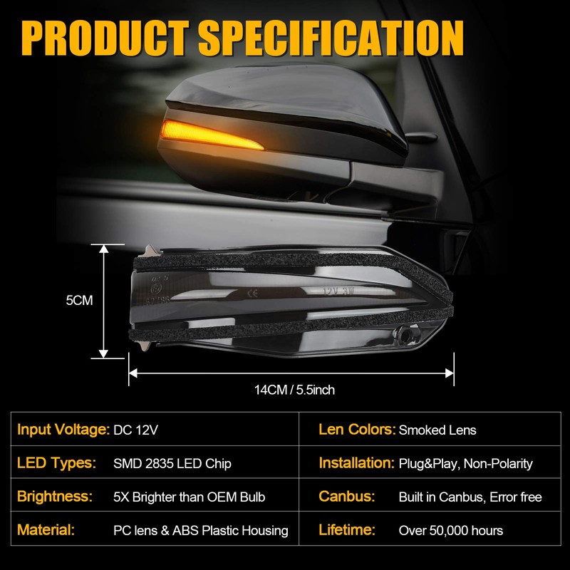 SUPAREE LED Side Mirror Turn Signal Lights, Sequential Dynamic Indicator