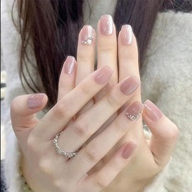 MISS MUMU Nail Tips, 24 Pieces, Short, Spring and Summer, Simple, Cute, Stylish, Popular, Nail Seal, Bride Nail, Glossy, False Nails, Coming of Age Ceremonies, Weddings, School Entrance Ceremonies