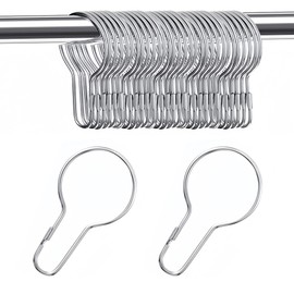 30Pcs Shower Curtain Hooks, Stainless Steel Metal Shower Curtain Rngs, Rust-proof Decoration Shower Hooks,Small and Light Suitable for Bathroom Bedroom Kitchen Curtain Rod (Silver)