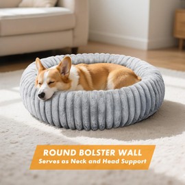 MINGT Donut Cat Bed - Fluffy Round Bed for Small Pets - Ultra-Soft Cat Donut Bed for Cozy Sleep (Grey, 20 * 20 * 6 inch / 50 * 50 * 15 cm)