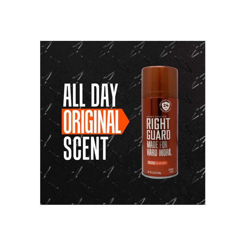 Right Guard, Made For Hard Work, Deodorant Aerosol, Original, 8.5