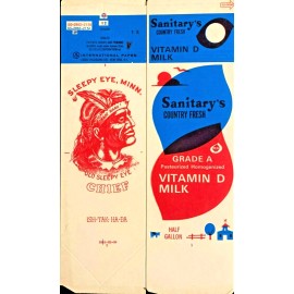 Chief Sleepy Eye 1960-70's Old Sleepy Eye. MINN Half Gallon Milk Carton - Sleepy Eye, Minn. "NOS"