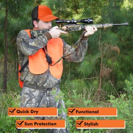 Tirrinia Orange Hunting Hat, Adjustable Mesh Breathable Cap, Safety Hat Quick Dry