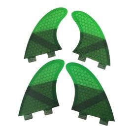 UPSURF Surfboard Fins Double Tabs K2.1 Size, Set of 4, Surfing Carbon (Green)