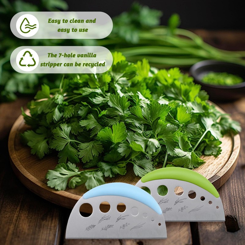 2 Pack Stainless Steel Herb Stripper, 7 Holes Leaf Remover