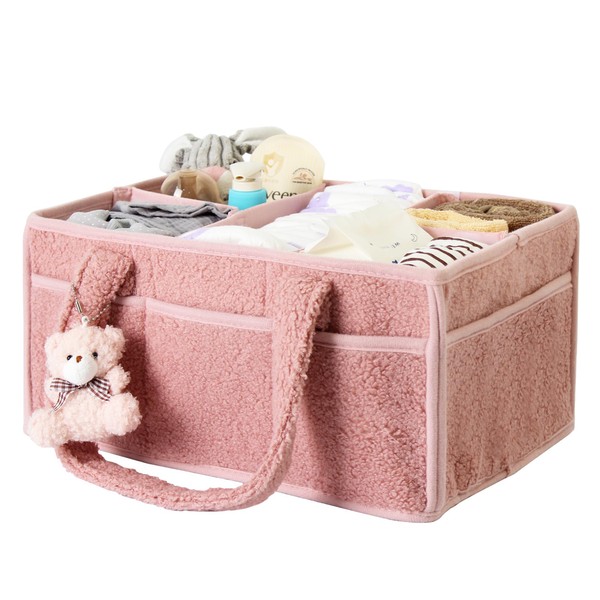 HONCESTA Baby Diaper Caddy Organizer, Baby Basket for Diaper Wipe,