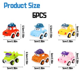 6 Pcs Pull Back Cars, Toy Cars for 1 Year Olds and 2 Year Olds, Back Trucks for Toddlers Age 1-3, Educational Pull Back Vehicles for Toddlers, Toy Car Gifts, Birthday Gifts for Boys and Girls