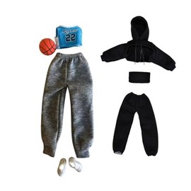 AQQeenmiu Fashion Doll Clothes Set, 11.5-12 Inch Doll Outfits, Cropped Hoodie and Basketball Outfit Set (2Pack Outfit Set)
