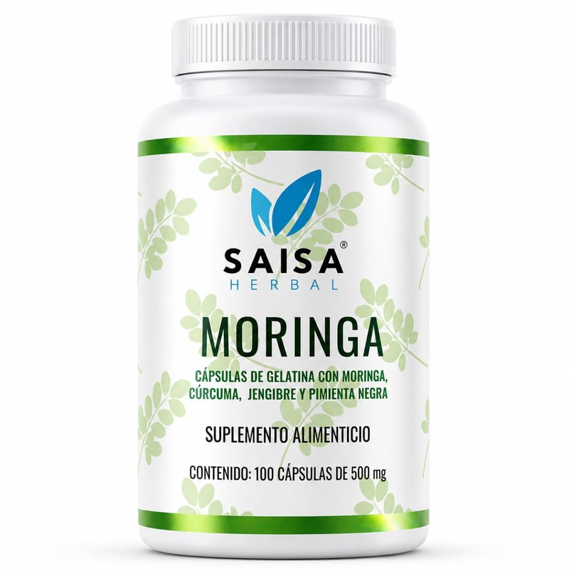 Moringa con Cúrcuma y Pimienta Negra Suplemento Alimenticio 100 Cápsulas