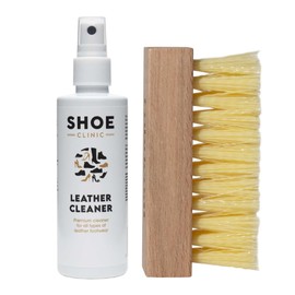 Shoe Clinic Leather Cleaning Kit | For Shoes, Boots, Sneakers, & More | Includes Leather Cleaner & Brush