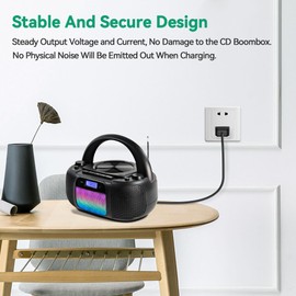 FITE ON 5FT AC Power Cord Lead Cable Compatible with Craig CD6925 Portable Top-Loading Stereo CD Boombox Power Cord UL Listed