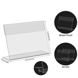 SIYOMG Pack of 30 Mini Acrylic Sign Holders 3.5 x 2.5 inches, Transparent Table Stand, Price Tags, Name Cards Holder for Shop, Office, Schools, Shopping Malls