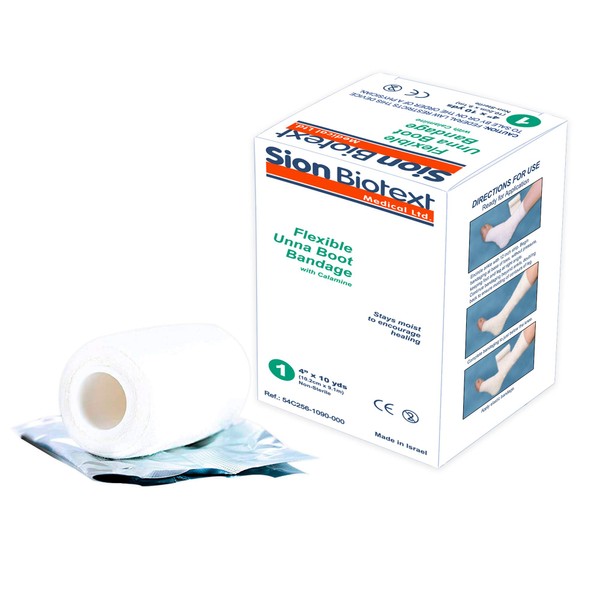 Unna Boot with Zinc and Calamine by Sion Biotext - Compression Bandage Flexible Wrap Maintain Moist Healing Environment for Leg Venous Ulcers Reduce Edema Anti-Itching 4 Inches X 10 Yards (Pack of 12)