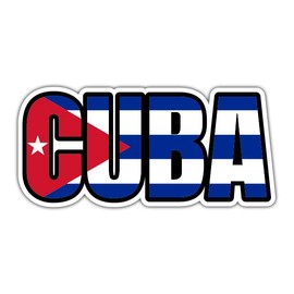 Cuba Flag Country Name Vinyl Sticker - Car Phone - 4"