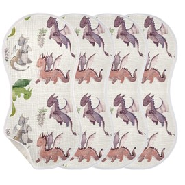 GOODOLD Cute Dragons Pattern Muslin Baby Burp Cloths - Super Absorbent and Soft Burping Rags - Cotton Burp Clothes Set for Boys and Girls, 1 Pack