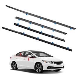 KAFKOF Window Molding Trim Seal for Honda Civic 2012-2015 Accessories, Outer Door Black Rubber Weather Stripping Belt, Replacement 72450-TR0-A01 (4PCS)