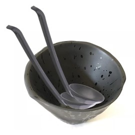 Lucky Star Melamine Bowl Desert Vegetable Serving Holder, ~6" dia., Capacity: 25 oz, Black, Irregular Shaped, SK-Matt Series (7)
