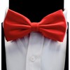 GUSLESON Mens Adjustable Solid Red Bow Tie Pre-tied Wedding Bowtie