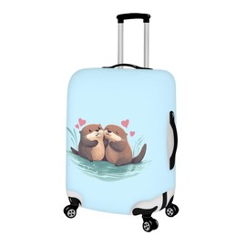 TODIYADDU Love Sea Otter Suitcase Cover for Women Fashionable Luggage Cover Machine Washable Luggage Protector Sleeve Present for Mother's Day Back to School Day, S