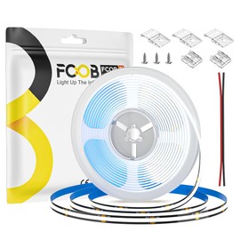 FCOB 16.4FT/5m COB LED Strip Light, DC24V Cool White Dimmable Black PCB Light Strips 6000K, 8mm CRI90+ Flexible High Density 480LEDs/m COB Strips for Kitchen Home DIY, No Power and Controller