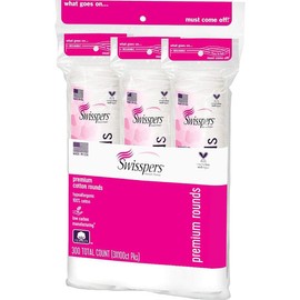 Swisspers Premium Exfoliating Rounds, 2 Distinct Raised Textured Surface, Cotton Facial Pads, 80 Count Re-closable Bag Skincare Exfoliate Polish Cleanser - Size: 100 Count (Pack of 3)