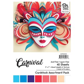 Accent Design Paper Accents Cardstock Variety Pack 5x7" 40 Sheets – Carnival Colored Cardstock, Card Stock, Construction Paper for Scrapbooking, DIY, and Art Projects