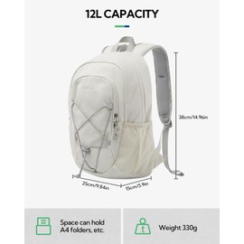 Waterfly Small Hiking Backpack 12L: Mini Lightweight Sport Rucksack with Chest Strap Daypack Compact Day Bag for Outdoor Travel Walking Camping Cycling Climbing Women Men Teenagers Boys Girls