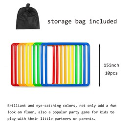 AMYESE Hopscotch Squares Hoops- 15in Hopscotch Games Set with 15 Connectors for Kids Balance Agility Training Obstacle Course, Indoor Outdoor Backyard Playground Activity, Boy Girls Birthday Fun Play