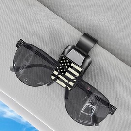 SAMYARD Glasses Holder for Car Sunglasses Clip for Car Visor, Auto Sunglasses Holder Universal Clip with American Flag Pattern Glasses Clip Auto Accessories Interior