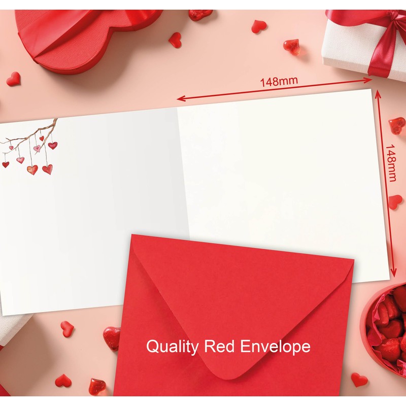 Valentines Card. Hearts Design. Eco-friendly. 148mm Square. Valentine's Card with