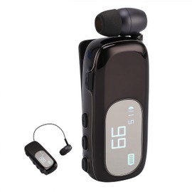 Retractable Headset, Ergonomic Clip On Bluetooth Headset with Vibration Alert & LCD Display, 10m Stable Connectivity, Smart Charging & Dustproof Design, for Business