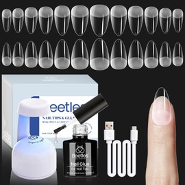 beetles Gel Polish Beetles Gel Nail Kit Almond: 504Pcs Beetles Gel Nail Kit Easy Nail Extension Set Etch X Nail Tips Short Medium Almond Half Matte Nail Tips 5 in 1 Nail Glue Uv Led Nail Gift for Women & Girls