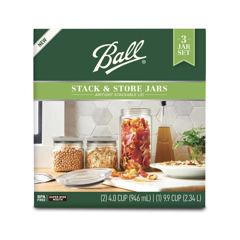 Ball 3 Jar Set, Stack & Store Jars with Airtight