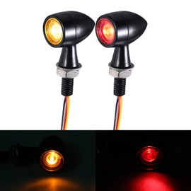 LOKLISUM 2 x LED Motorcycle Indicators, E Approved, 2-in-1 Mini Super Bright Indicator, LED Running Light, Amber, Universal, Compatible with Scooter, Quad, Cruiser, Off Road, Cafe Racer, MT, 125, Dirt